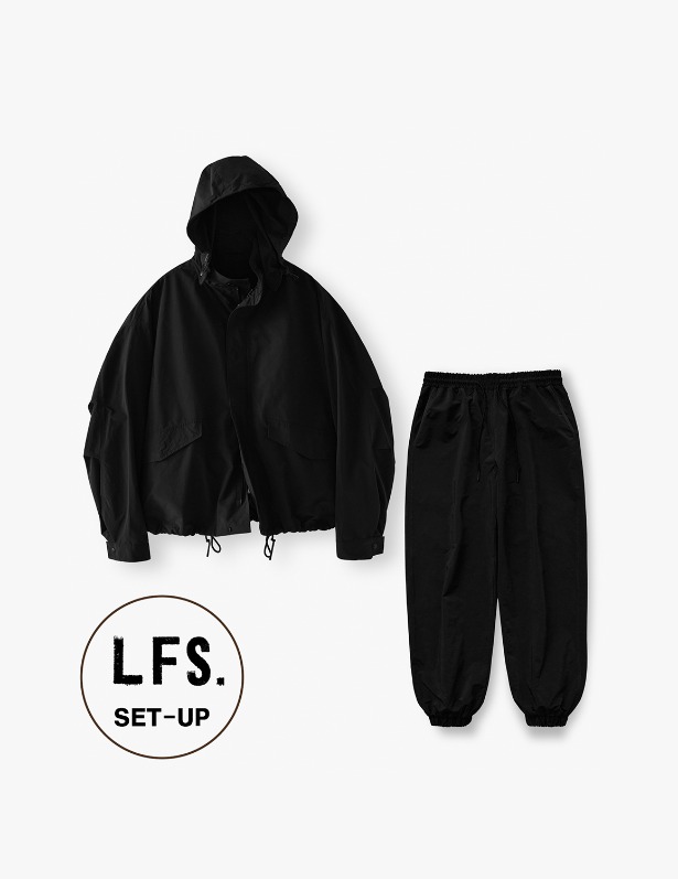 [SET UP]Windshell Artic Hood Jacket&amp;Jogger Pants Set Up_Black